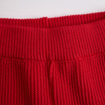 Retro Sports Style Contrast Color Knit Top And Pants Set