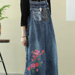 Vivid denim blue tunic dress Slash neck Hole Maxi Dress