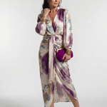 Valentina | Cross Wrap Tie Waist Printed Midi Dress