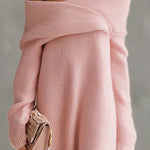 Pink Mohair One-shoulder Loose Maxi Dress