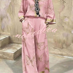 Flowy Butterfly Pattern Two-Piece Set