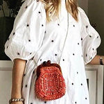 Zeagoo Women's Dot Printed Women Dress Elegant Loose Lantern Half Sleeve Midi Dresses