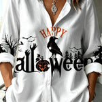 Halloween Shirt Featuring Evil Spirit and Jack-o'-lantern Patterns