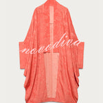 Garcella Satin Jacquard Printed Batwing Sleeve Loose Kimono Long Coat