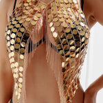 Sequin and Tassel Chest Chain