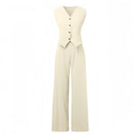 Emma Sheridan | Linen Vest & Wide-Leg Pants Set For Women
