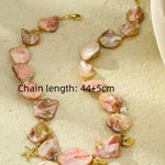 Beach Style Pink Shell Coral Stainless Steel Necklace