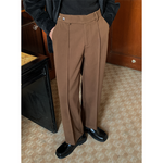 Retro Mid-waist Casual Straight-leg Loose Suit Pants