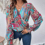 Zeagoo Elegant V-neck Lantern Sleeve Blouse Temperament Solid Color Shirt for Women Casual Work Office Loose Fit 2026 | Under $40