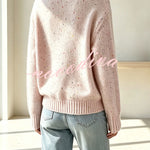Atmospheric Mixed Color Knit Colorful Dots Button Up Long Sleeve Cardigan