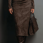 Lorena™ | Long Brown Midi Dress