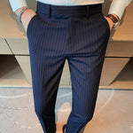 Striped Business Casual Slim Fit Suit Pants