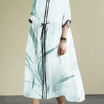 Diy Floral Chiffon Long Shirts O Neck Drawstring Robe Summer Dresses