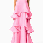 Soft and Smooth Satin Tiered Slip Square Neck A-line Maxi Dress