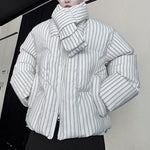 Striped Scarf Thick Cotton Coat