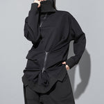 Stand Collar Zipper Loose Irregular Sweatshirt