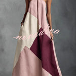 Tuscan Sun Geometric Patchwork Halter Dress
