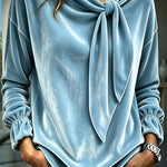 Celeste Velvet Flowing Blouse with Bow Detail