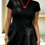 Playful and Cute Short Sleeve Ruffle Hem Stretchy T-shirt Top