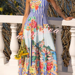 Unique Printed Spaghetti Strap Square Neck Casual Holiday Maxi Dress