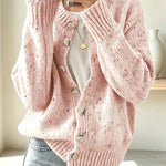 Atmospheric Mixed Color Knit Colorful Dots Button Up Long Sleeve Cardigan