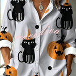 Halloween Shirt Featuring Evil Spirit and Jack-o'-lantern Patterns