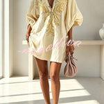Gypsy Soul V-Neck Puff Sleeve Tunic Dress