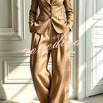 Minimalist Chic Tailored Blazer & Pleated Pant Suit