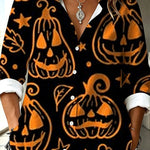 Halloween Shirt Featuring Evil Spirit and Jack-o'-lantern Patterns