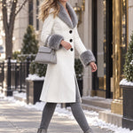 Retro Chic Faux Fur Collar White Single-breasted Wool Blend Coat