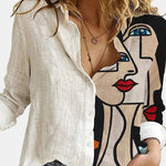 Zeagoo Long Sleeve Button Down Cartoon Blouses Loose Fit Tunic Shirts Top