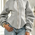 Aura Sculptural Corset-Style Zip-Up Sweatshirt