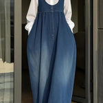 Stylish Sleeveless Loose-fitting Pocket Casual Denim Maxi Dress