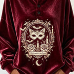 Spooky Season Velvet Long Sleeve Halloween Shirt with Buttons
