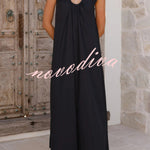 Solid Color Loose Sleeveless Casual Vacation Maxi Dress