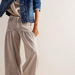 We The Free Denim Mid Rise Pocket Knotted Ankle Hem Lotus Balloon Jeans