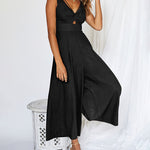 Zeagoo Women's Casual Sleeveless Hollows High Waist Bodysuit Spaghetti Strap Loose Jumpsuit Overalls