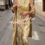 Riviera Unique Print Slit Tank Midi Dress and Satin Kimono Cover-up Two Pieces Set