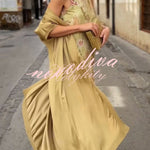 Riviera Unique Print Slit Tank Midi Dress and Satin Kimono Cover-up Two Pieces Set