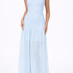 Stylish Three-dimensional Floral Chiffon Patchwork Strapless Elegant Maxi Dress