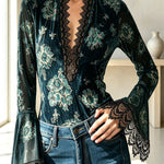 Opulent Midnight Floral Velvet Top