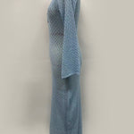 Hollow See-Through Smocked Solid Color Sun Protection Deep V-Neck Beach Cover-Up Maxi Dresses