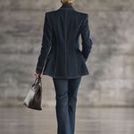 Fashion Retro Topstitched Navy Blue Denim Jacket