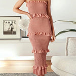 Fashion shirring suspender slim fit tube top suspender dress
