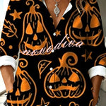 Halloween Shirt Featuring Evil Spirit and Jack-o'-lantern Patterns