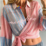 Plaid Wrap Tie Long Sleeve Shirt