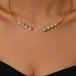 Fashionable Teardrop-shaped Zircon Copper Coil Open Necklace
