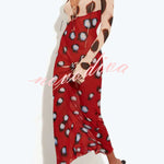 Sabine Animal and Butterfly Print Colorblock Long Sleeve Bias Cut Maxi Dress