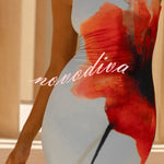 Floral Print Sleeveless Slim-fit Elegant Fishtail Maxi Dress