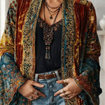 Essential Mosaic Velvet Open-Front Jacket